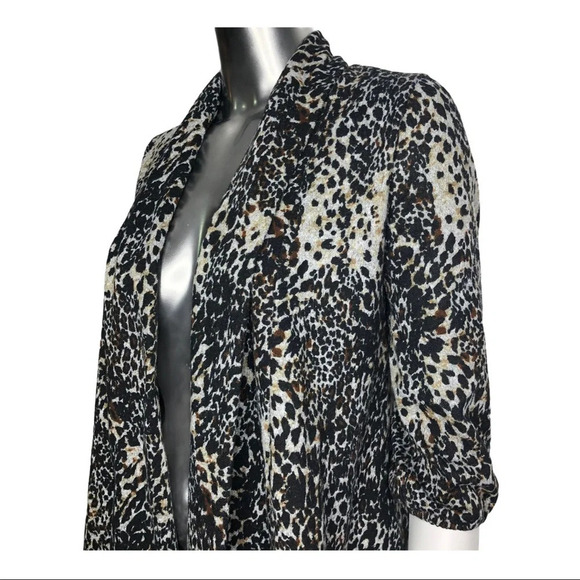 🛍️3/$40 Brody Myles Lightweight Animal Print Knit Cardigan Size Small - Picture 4 of 6
